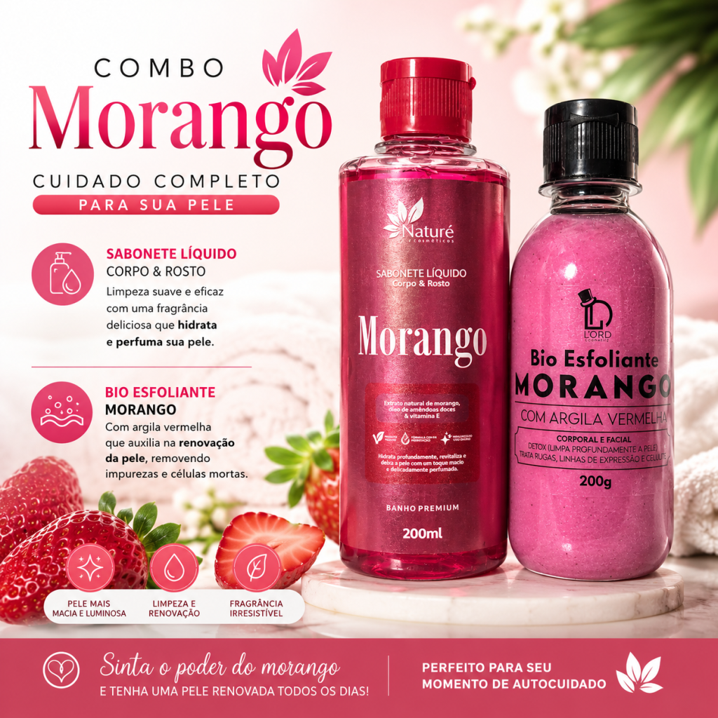 Combo Sabonete + Esfoliante de morango 