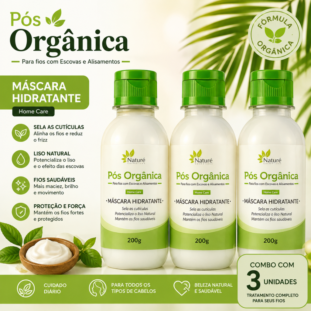 Combo 3 máscara pós orgânica de bolsa 200ml
