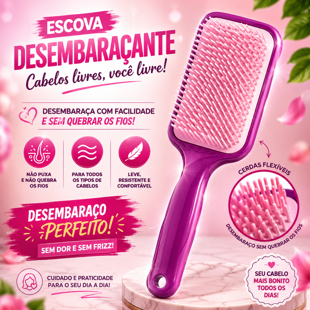Escova de cabelo raquete 