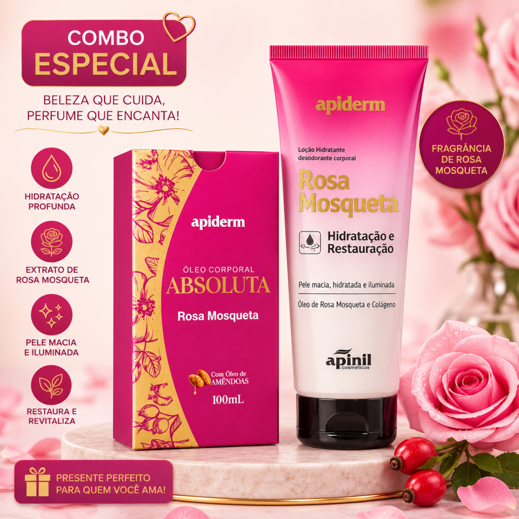 Combo óleo corporal + hidratante de Rosa mosqueta 