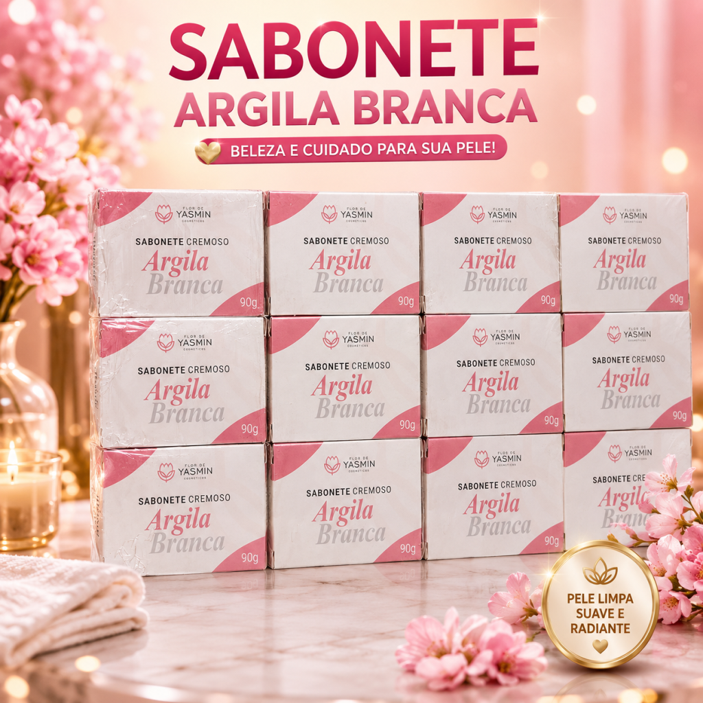 Dúzia sabonete em barra de argila branca