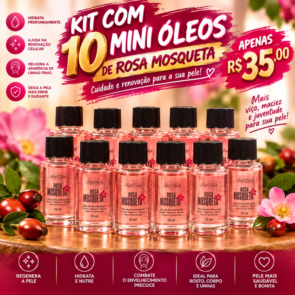 Combo 10 óleos de rosa mosqueta 