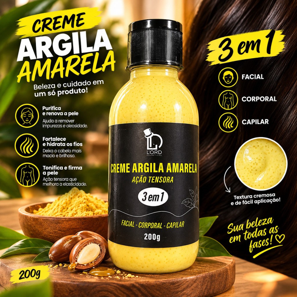 Creme 3em1 de argila amarela 