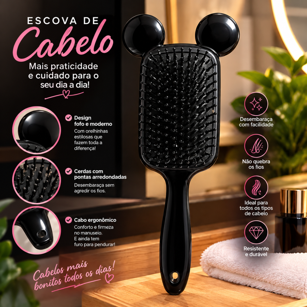 Escova de cabelo orelhinha 