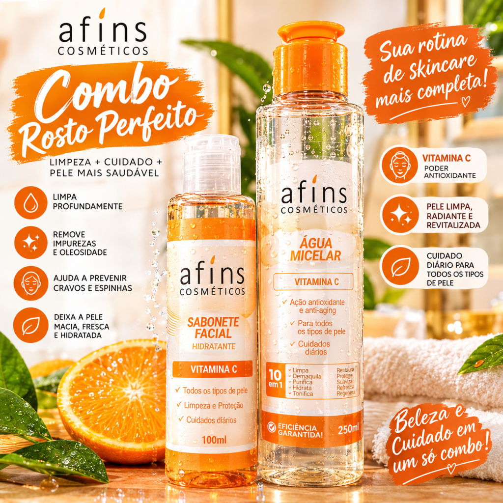 Combo água micelar + sabonete facial de vitamina C
