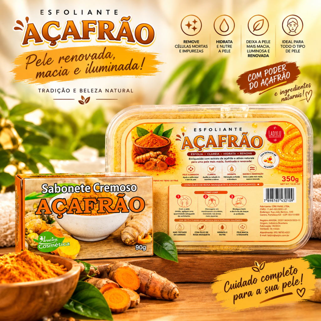 Combo esfoliante + sabonete em barra de açafrão 