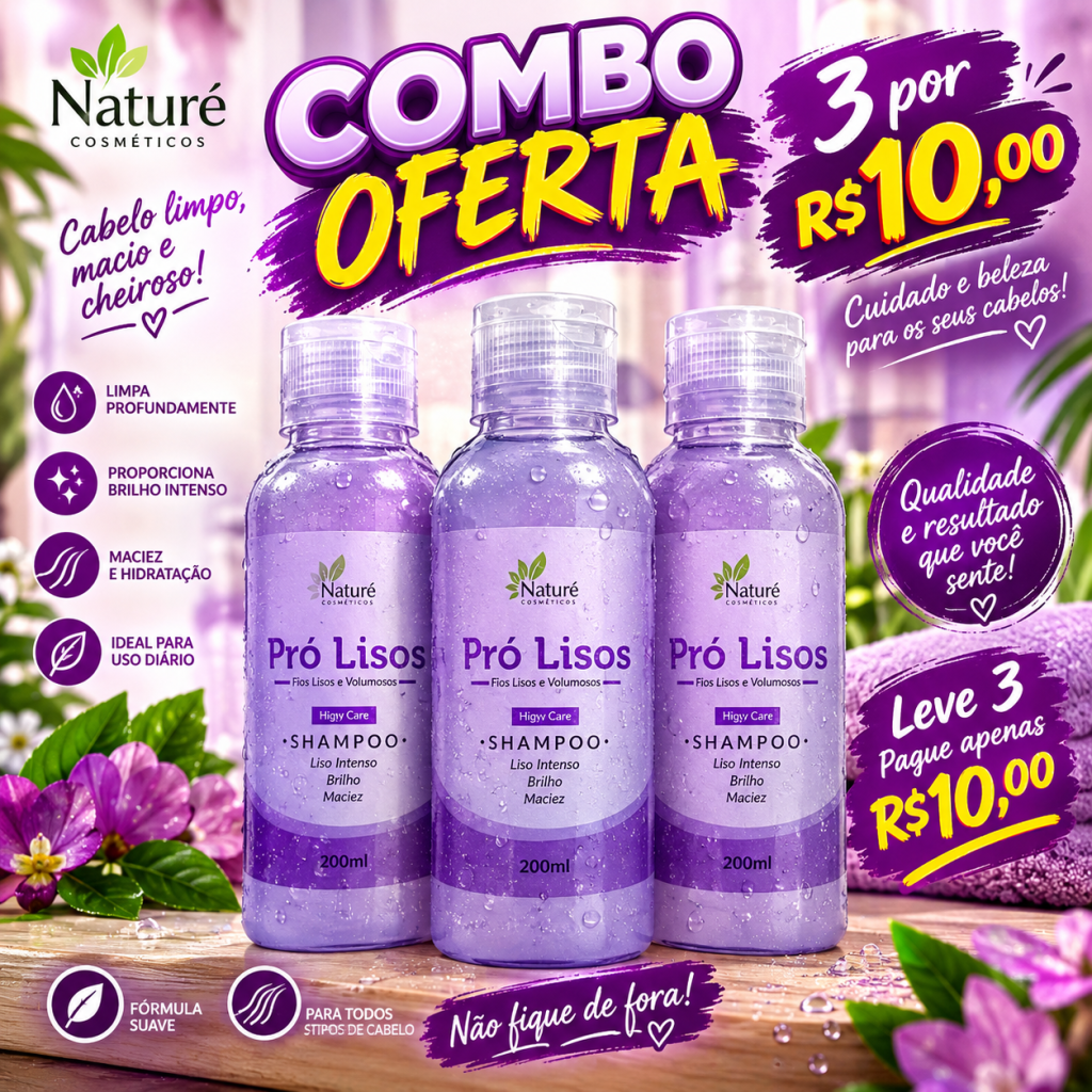 Combo 3 shampoo liso 