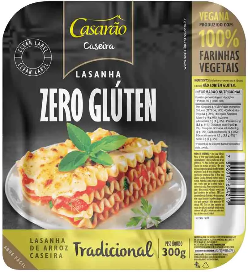 Massa de Lasanha Zero Glúten Tradicional - 300g - Casarão Caseira