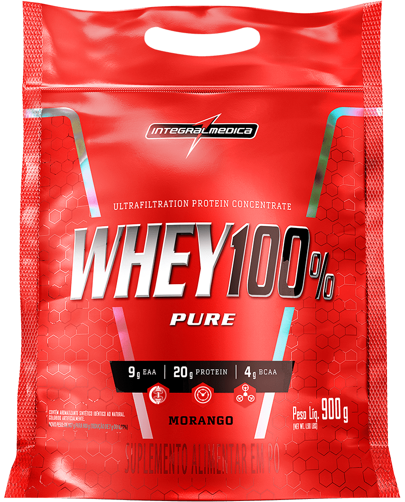Whey Protein Concentrado Morango - 900g - Integralmedica