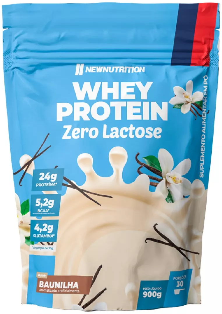 Whey Protein Concentrado Zero Lactose Baunilha - 900g - Newnutrition