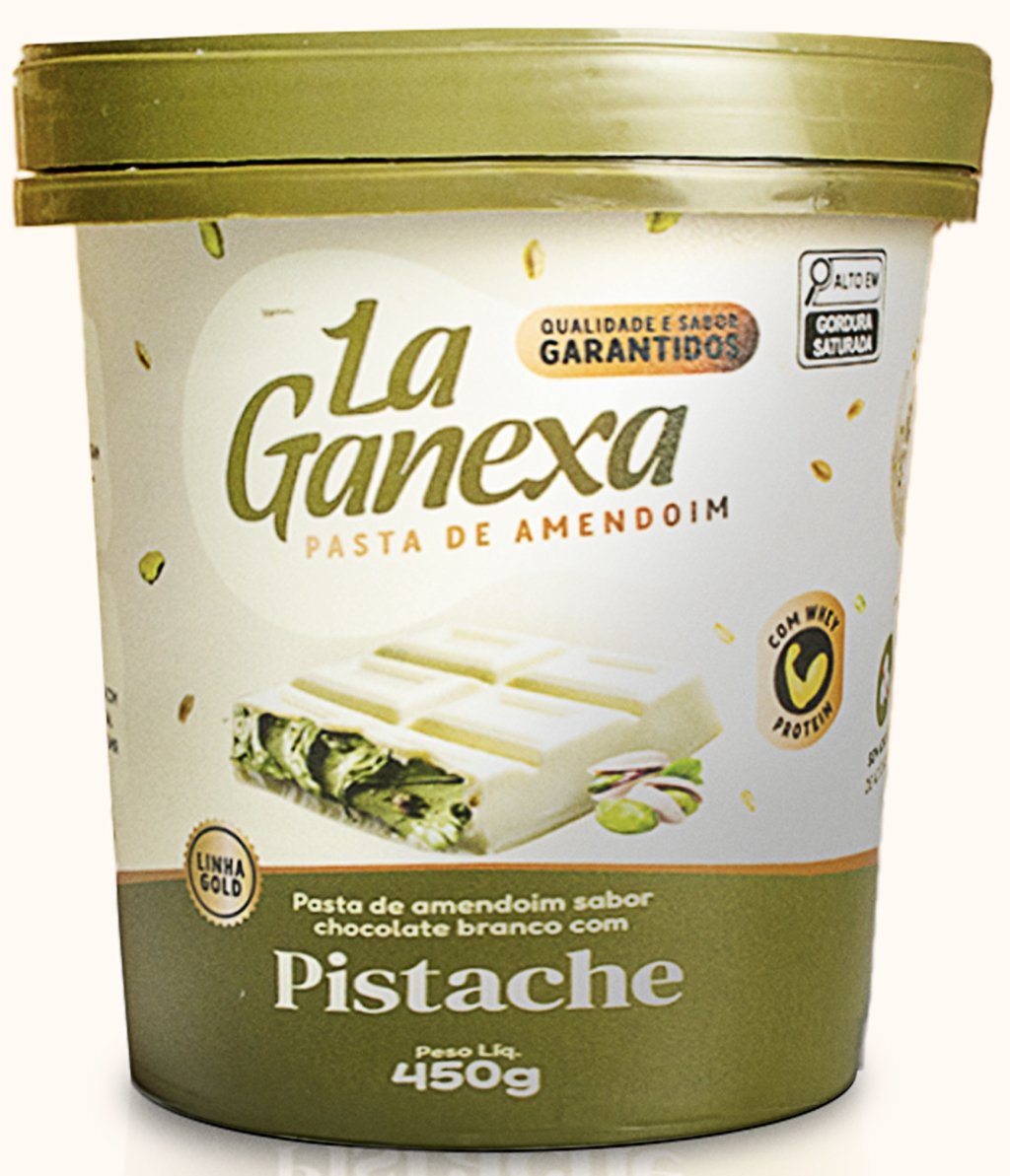Pasta de Amendoim Chocolate Branco c/ Pistache - 450g - La Ganexa