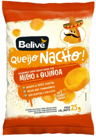 Salgadinho Queijo Nacho c/ Milho & Quinoa - 25g - Belive