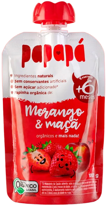 Papinha Orgânica de Maçã e Morango - 100g - Papapá 