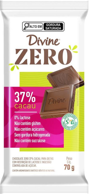 Chocolate 37% Cacau Zero - 70g - Divine