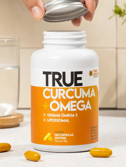 True Cúrcuma + Ômega Lipossomal 120 Cápsulas