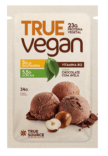Proteína Vegana True Vegan Chocolate com Avelã Sachê 34g