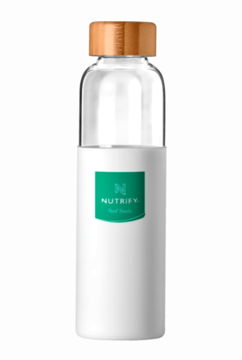  GARRAFA DE VIDRO COM TAMPA DE BAMBU 600ml