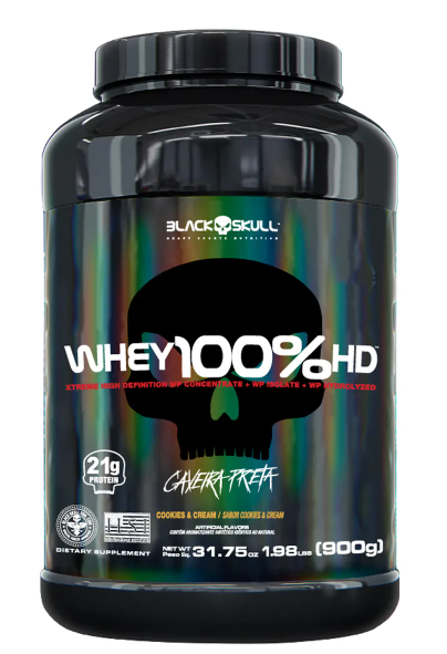 WHEY 100% HD BLACK SKULL - 900G (WPC, WPI E WPH)