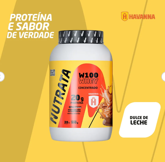 Nutrata W100 Whey Concentrado Havanna 900g - Dulce de Leche