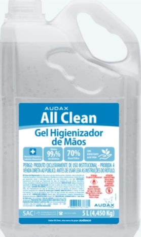 ALCOOL EM GEL 70% ALL CLEAN AUDAX  5LT 