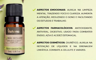 OLEO ESSENCIAL LIMÃO SICILIANO VIA AROMA 10ML