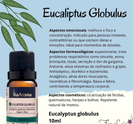 OLEO ESSENCIAL EUCALIPTO GLOBULUS VIA AROMA 10ML
