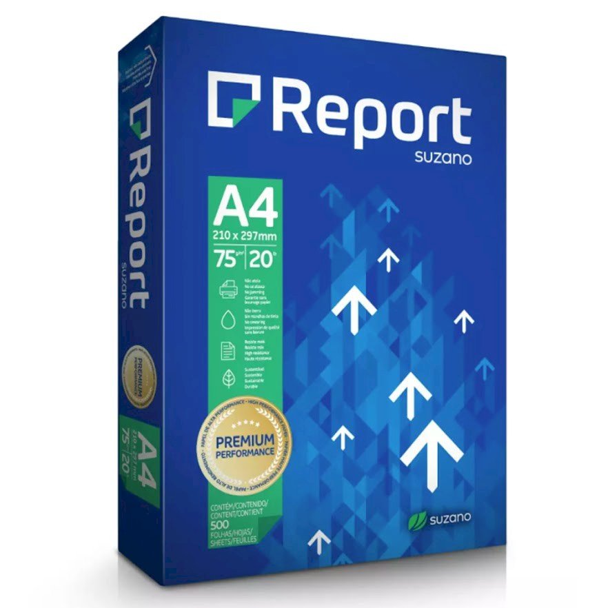 Papel Sulfite Report A4-210 x 297 mm 75g Branco Pacote com 500 Folhas