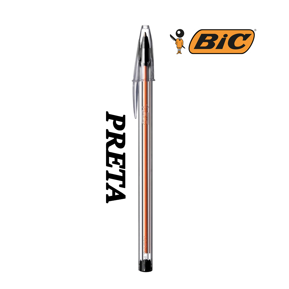 CANETA CRISTAL FINA PRETA/PRETA BIC UND