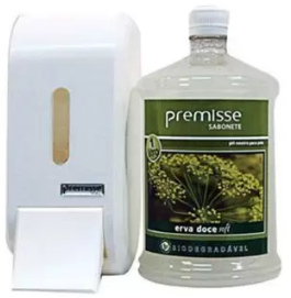 KIT SABONETEIRA + SABONETE LIQ. 1L ERVA DOCE SOFT PREMISSE 