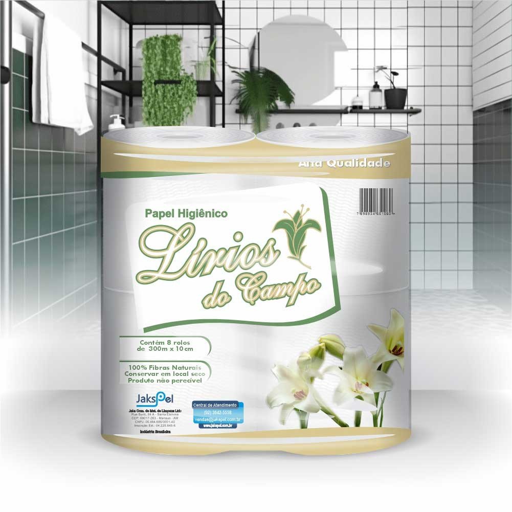 PAPEL HIGIÊNICO LÍRIO DO CAMPO FOLHA RECICLADA 8X300M