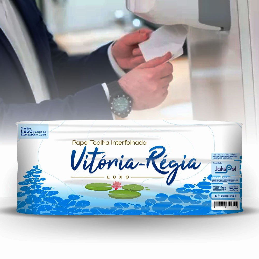 PAPEL TOALHA INTERFOLHADO 100% CELULOSE VITÓRIA REGIA 1250FOLHAS