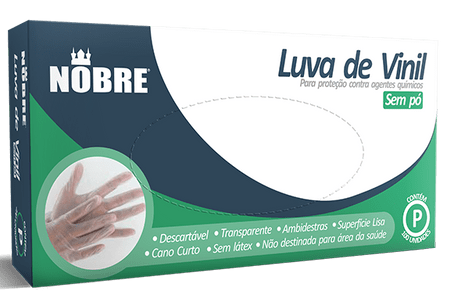 LUVA DESCARTÁVEL VINIL SEM PÓ TAM G (CX 100UND)