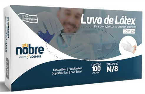 LUVA DESCARTÁVEL LATEX COM PÓ TAM M (CX 100UND)
