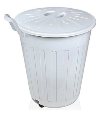 LIXEIRA BRANCA COM RODAS E PUXADOR ARQUIPLAST 100LT