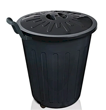 LIXEIRA PRETA COM RODAS E PUXADOR ARQUIPLAST 100LT