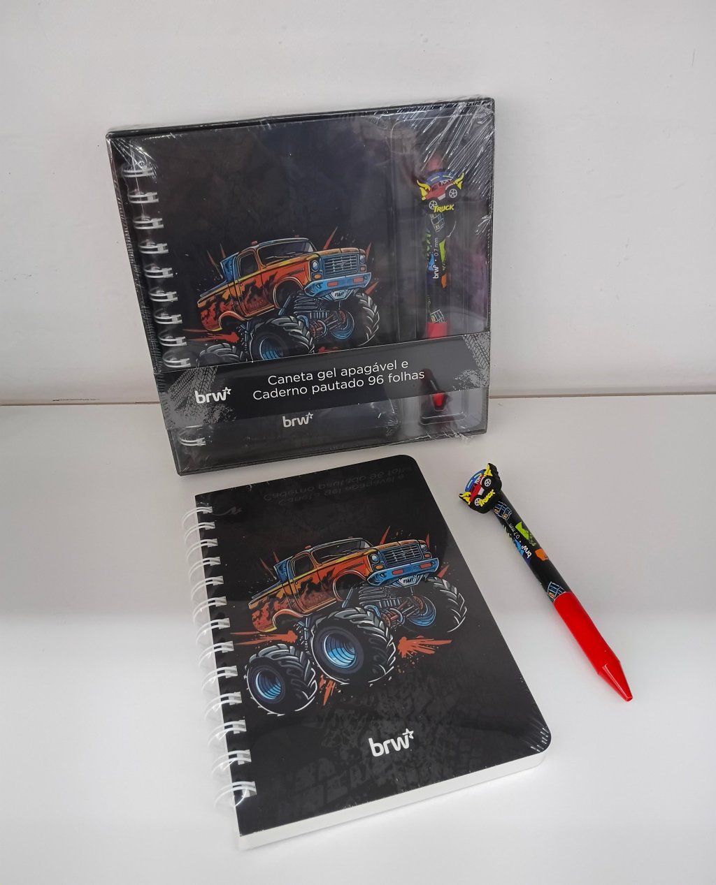 Kit Caderno Pautado CA0260 Capa Dura 17x12cm 96fls + Caneta Apagável 