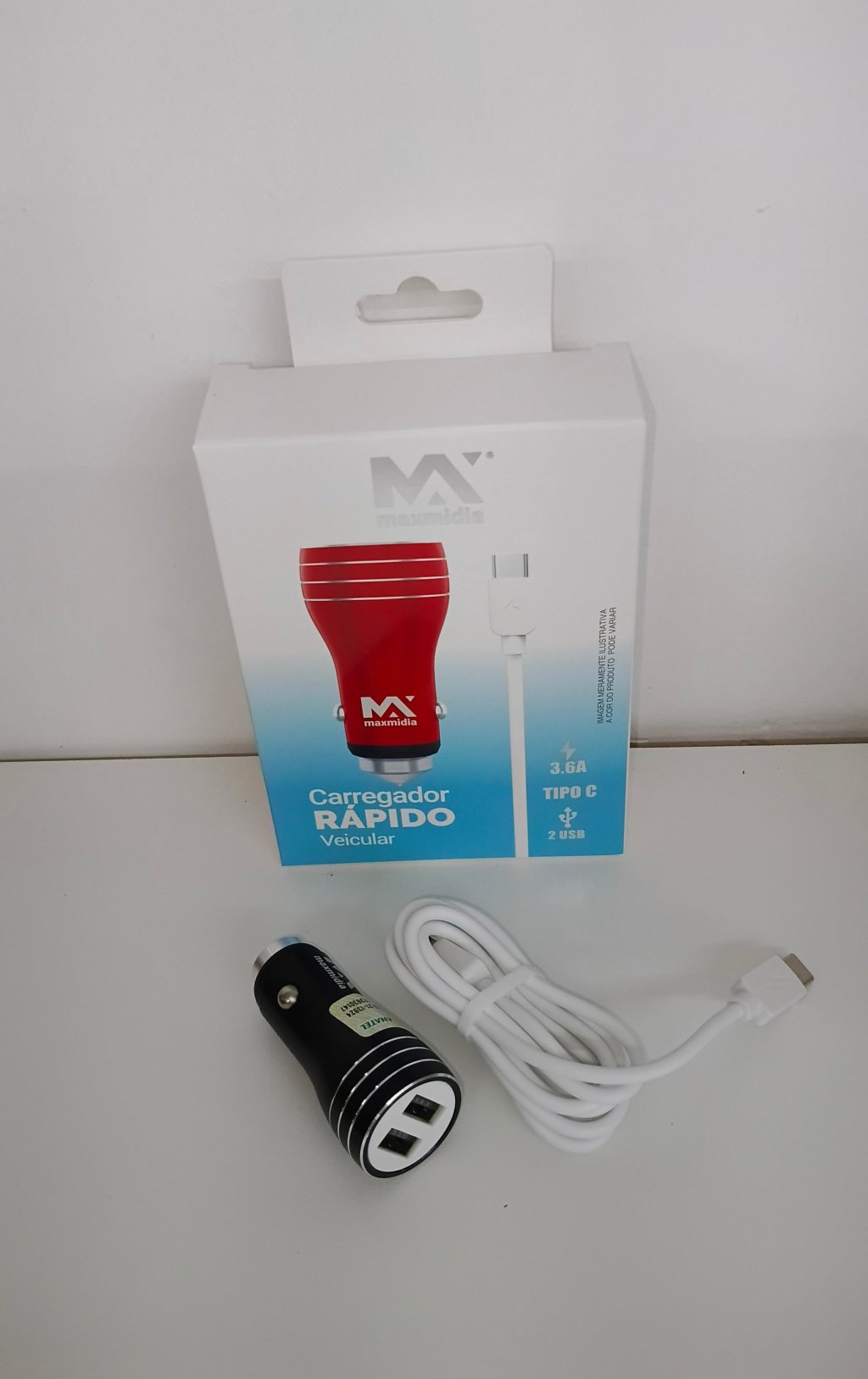Carregador Veicular MAX-633CAR c/2 USB 3.6A 