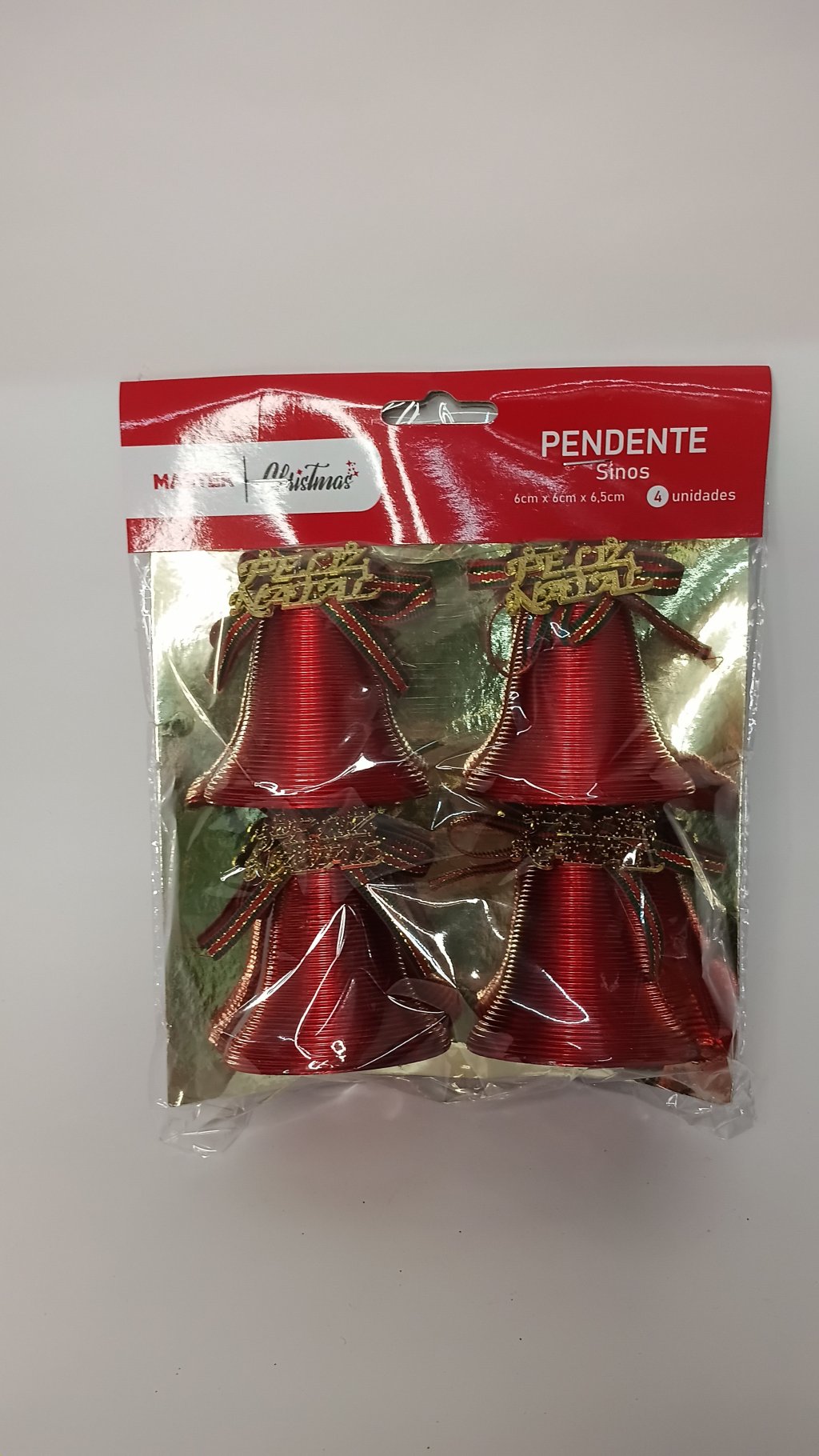 Pendentes Sinos c/4 WF1558 6x6cm 
