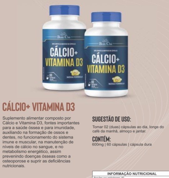 CÁLCIO + VITAMINA D3 600 mg  60 cps 