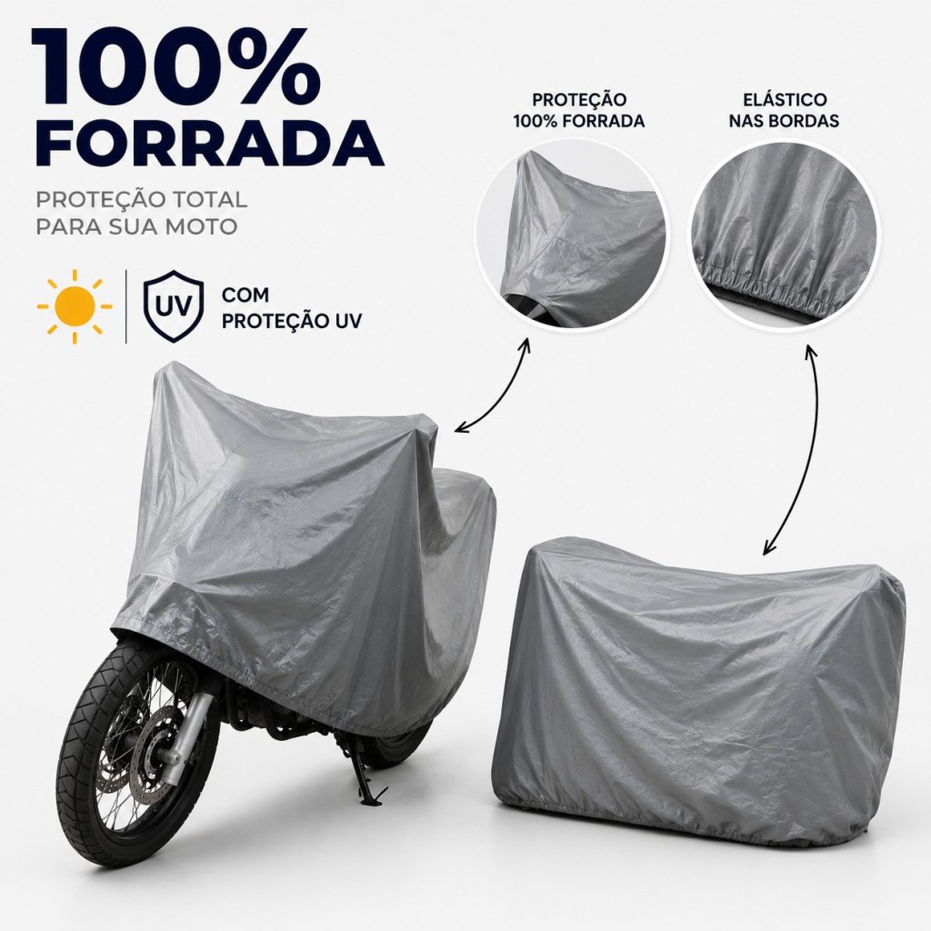 Capa de Cobrir Moto 100% Forrada C/ Proteção UV