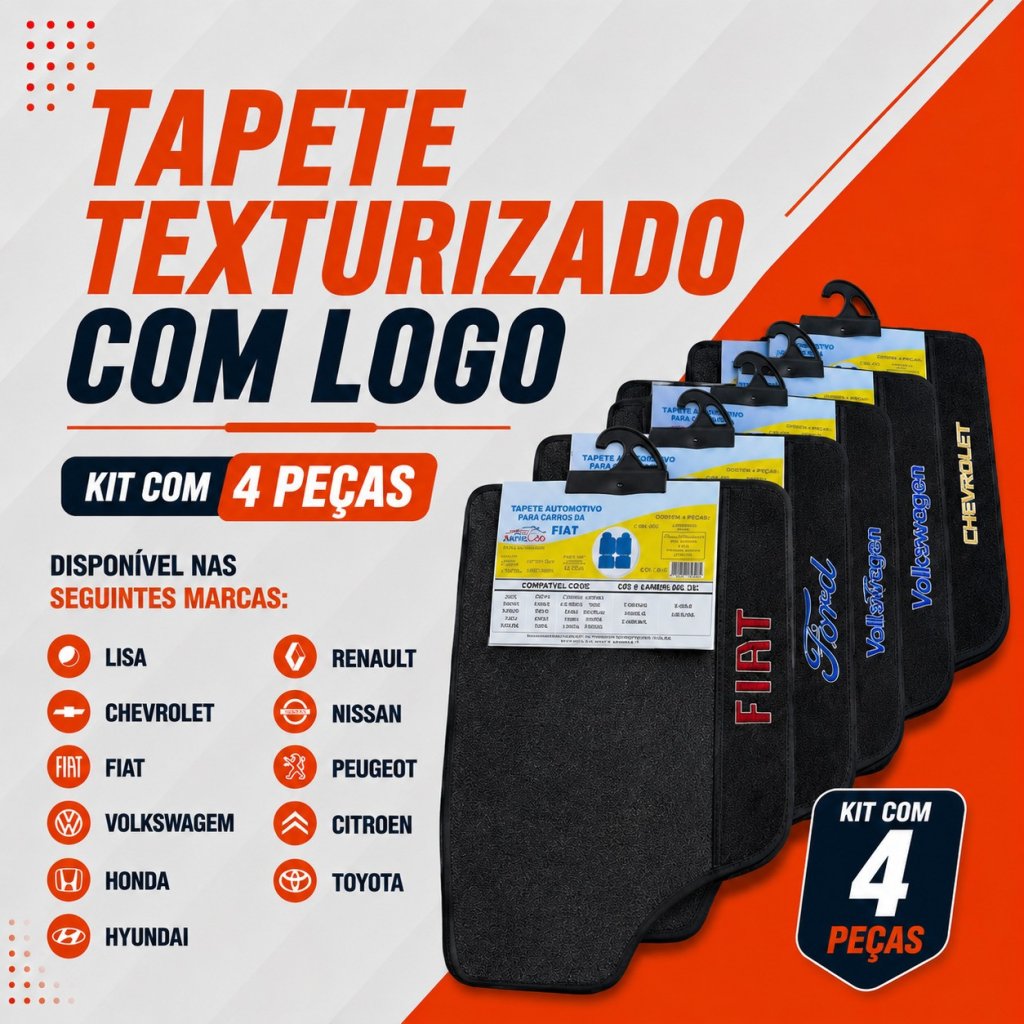 Tapete Automotivo Com Logo 4 peças