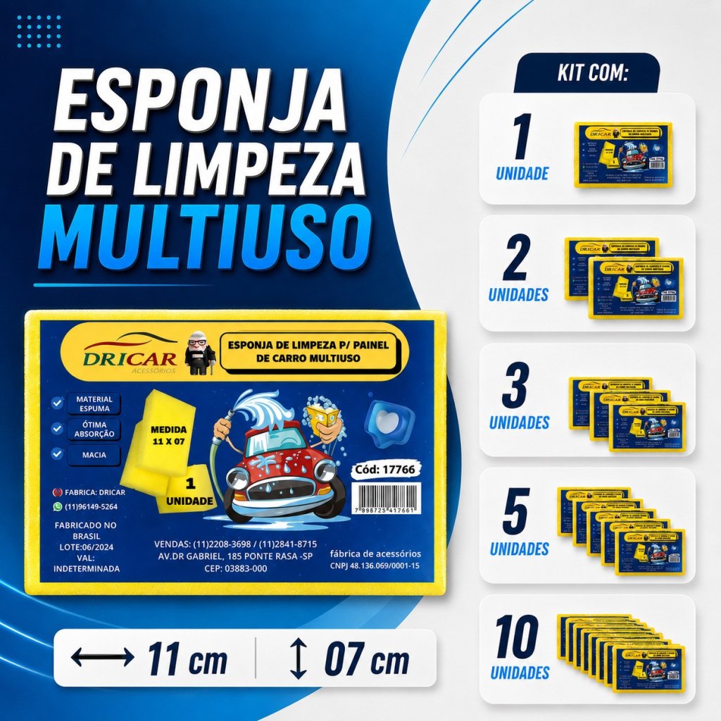 Esponja de Limpeza Multiuso 11x07x05