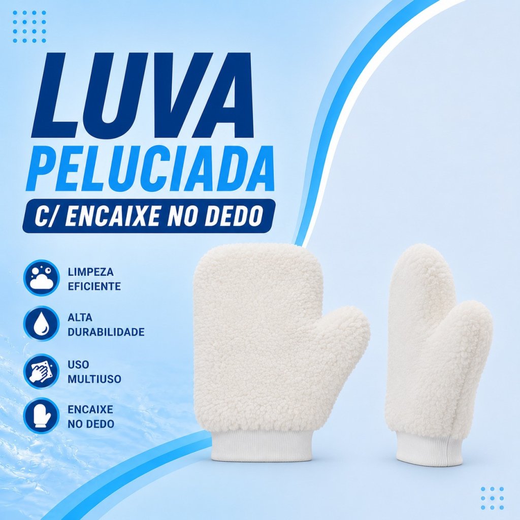 Luva Peluciada para Limpeza C/ Encaixe no Dedo - 95675