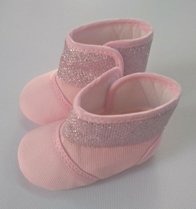 Botinha Jacar com Gliter Rosa