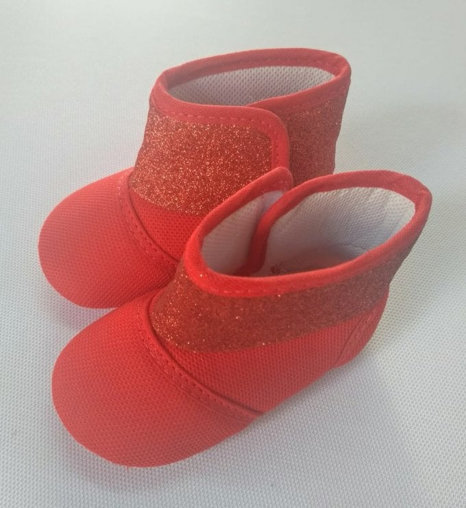 Botinha Jacar com Gliter Vermelha 