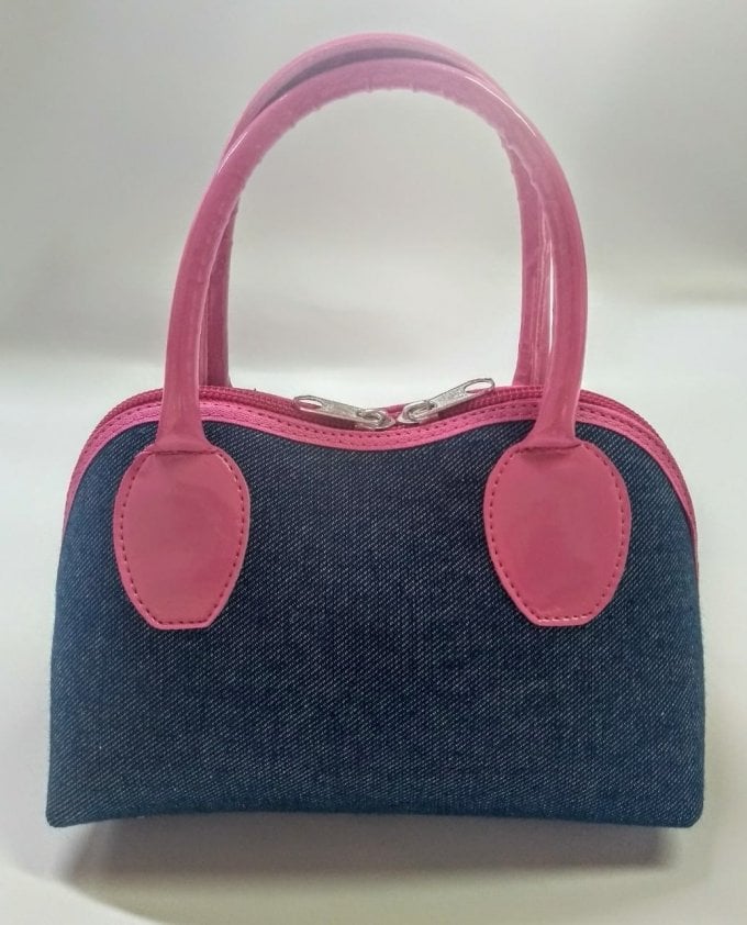 Bolsinha de Mão Jeans com Pink 