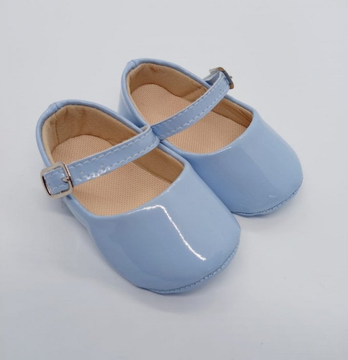 Sapatinho Verniz Azul Claro (fivela)