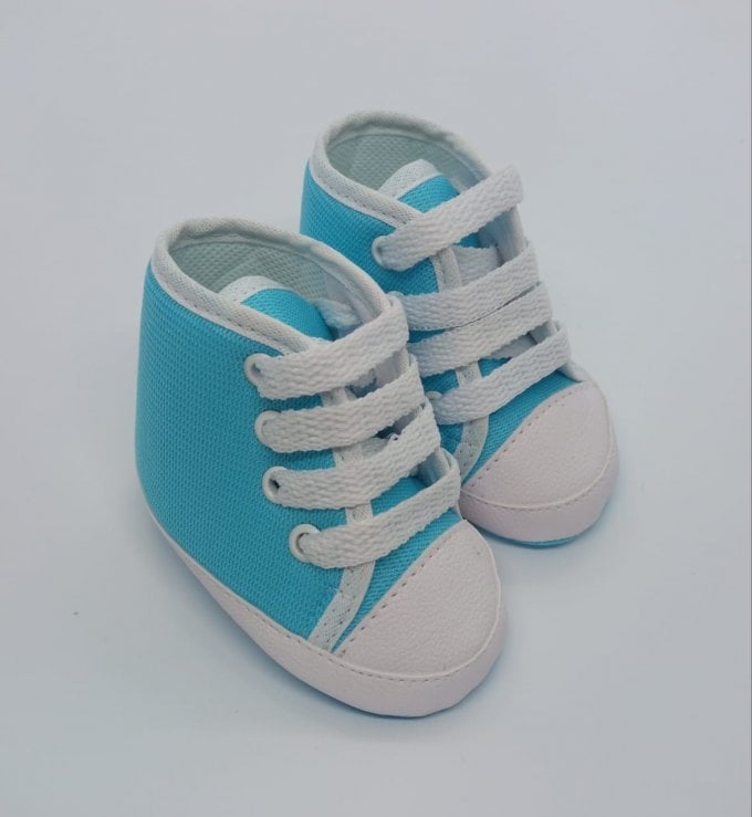 Tênis Cano Alto Bicolor Azul Claro 