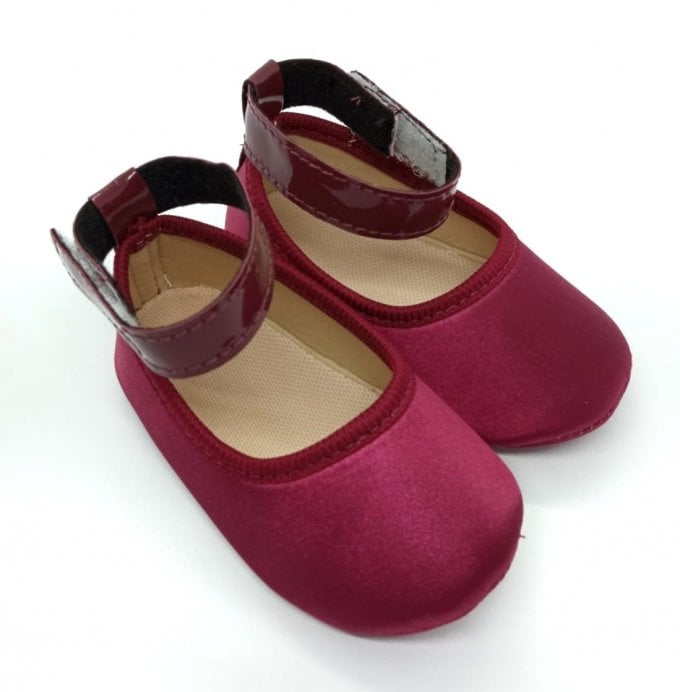 Sapatinho Cetim Tornozeleira Marsala 