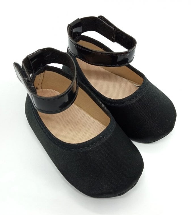 Sapatinho Cetim Tornozeleira Preto